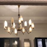 Lustre italien laiton opalin 1960