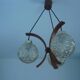 Teak chandelier 3 lights 1960s
