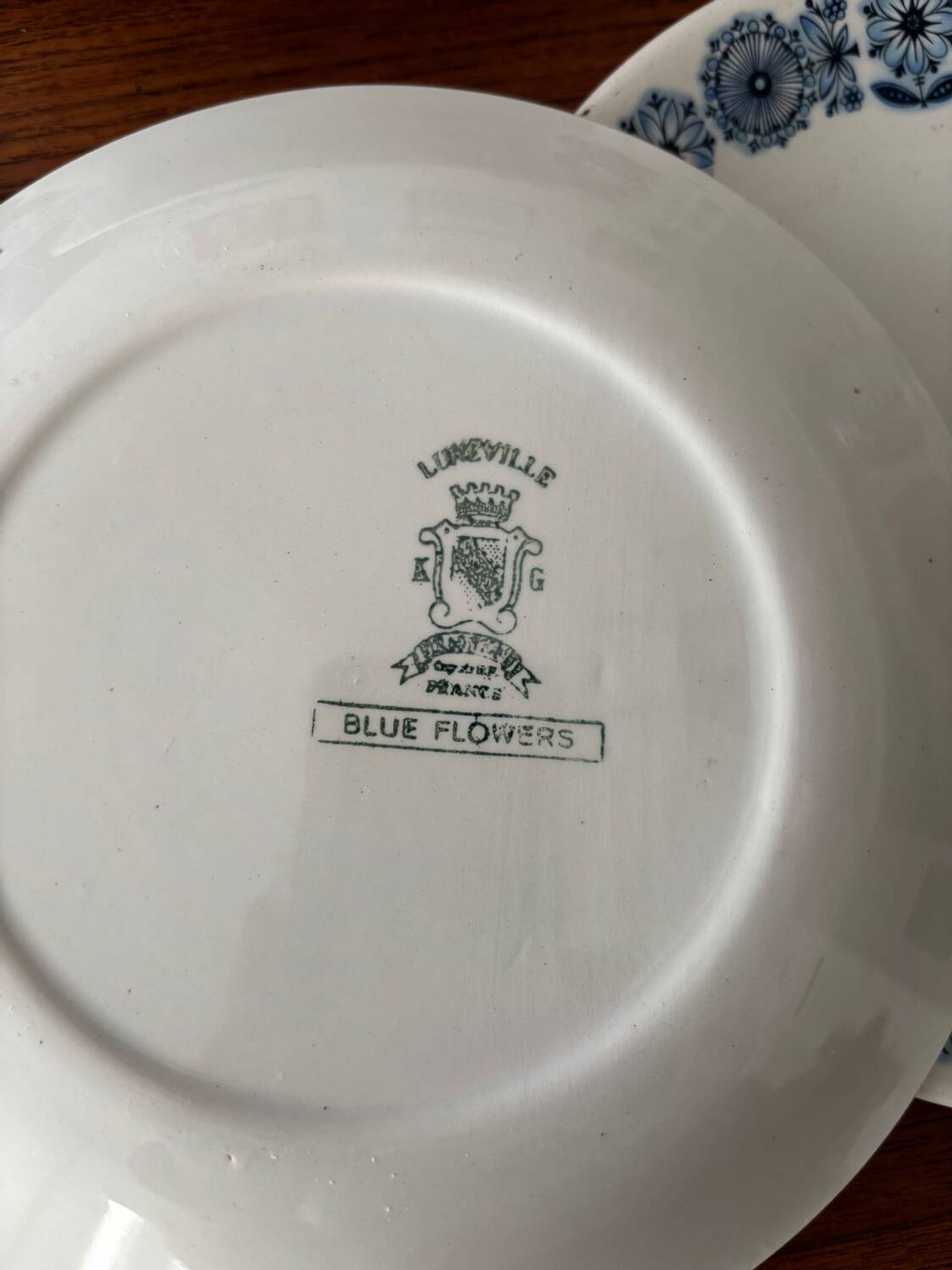 Set of 6 dessert plates Lunéville Blue Flowers – Vintage crockery