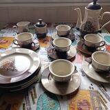 Complete coffee and dessert service 21 pieces in ceramic - Japanese decor
