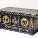 Coffret en bois peint à la main, art populaire antique, mariée, fin du 19e siècle