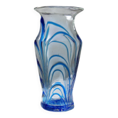 Large blown glass vase from Murano, blue and transparent, Italy 1960s-70s.