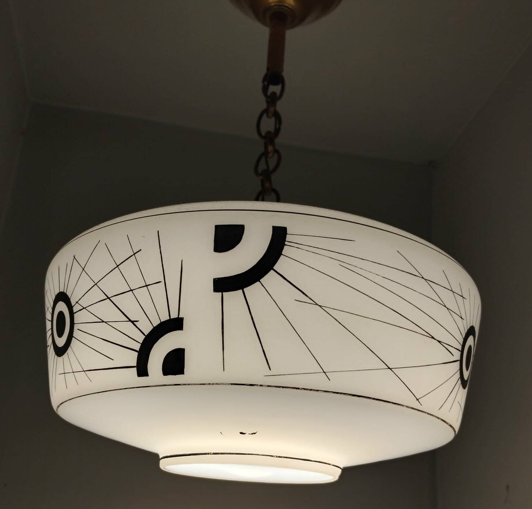 Suspension opaline décorée années 50/60