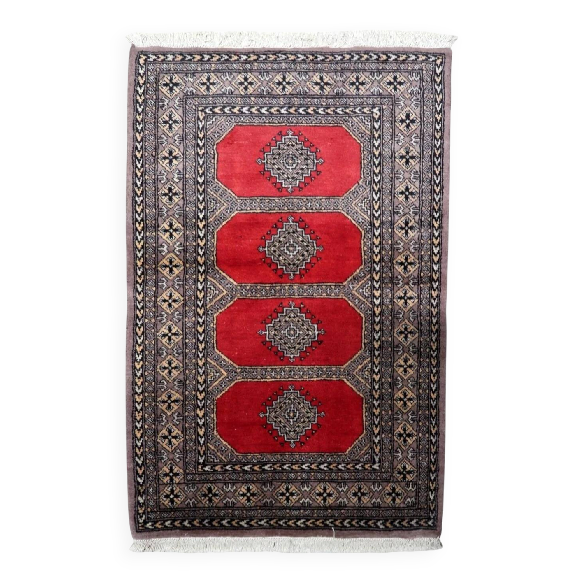 Vintage Uzbek Bukhara rug 92cm x 140cm 1960s
