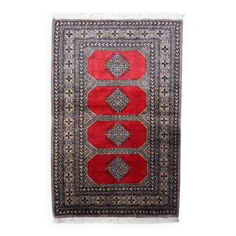 Vintage Uzbek Bukhara rug 92cm x 140cm 1960s