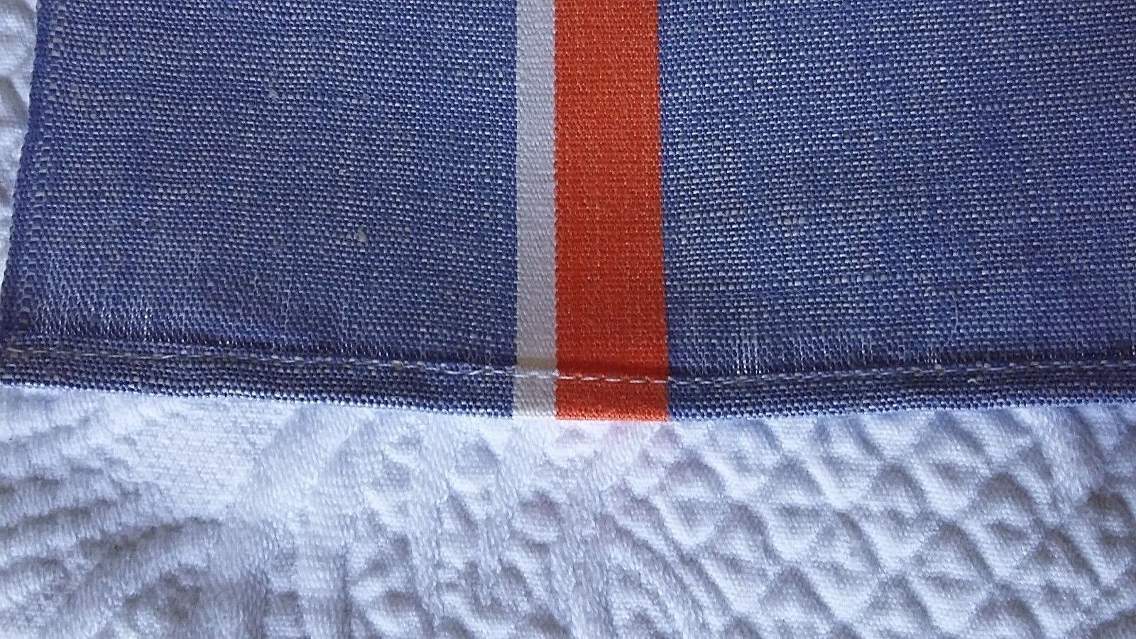 Métis old cloth embroidered Monogram R P battens blue oranges