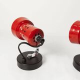 Pair of 1970s red and black wall lights