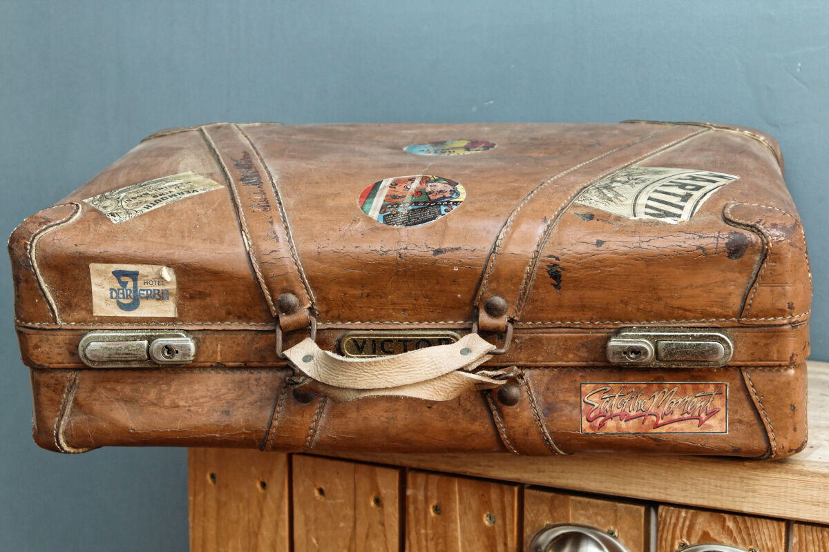 Leather suitcase, 50s