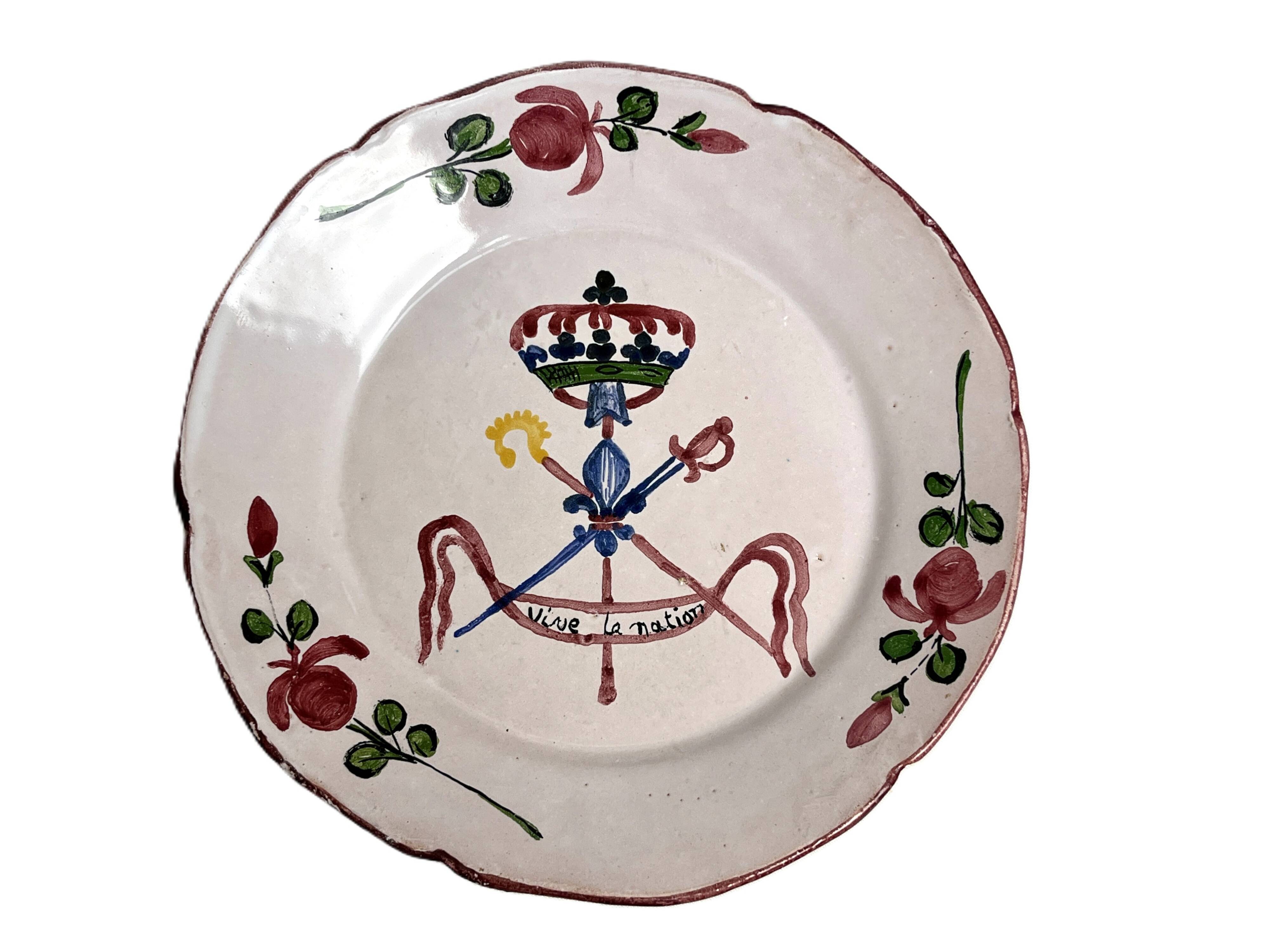 Earthenware from Les Islettes revolutionary plate late 18th century