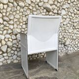 White leather armchair, Tito Agnoli for Matteo Grassi, Italy, 1970-80s