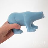 Figurine d'ours polaire vintage en céramique bleu clair, statue d'animal en porcelaine