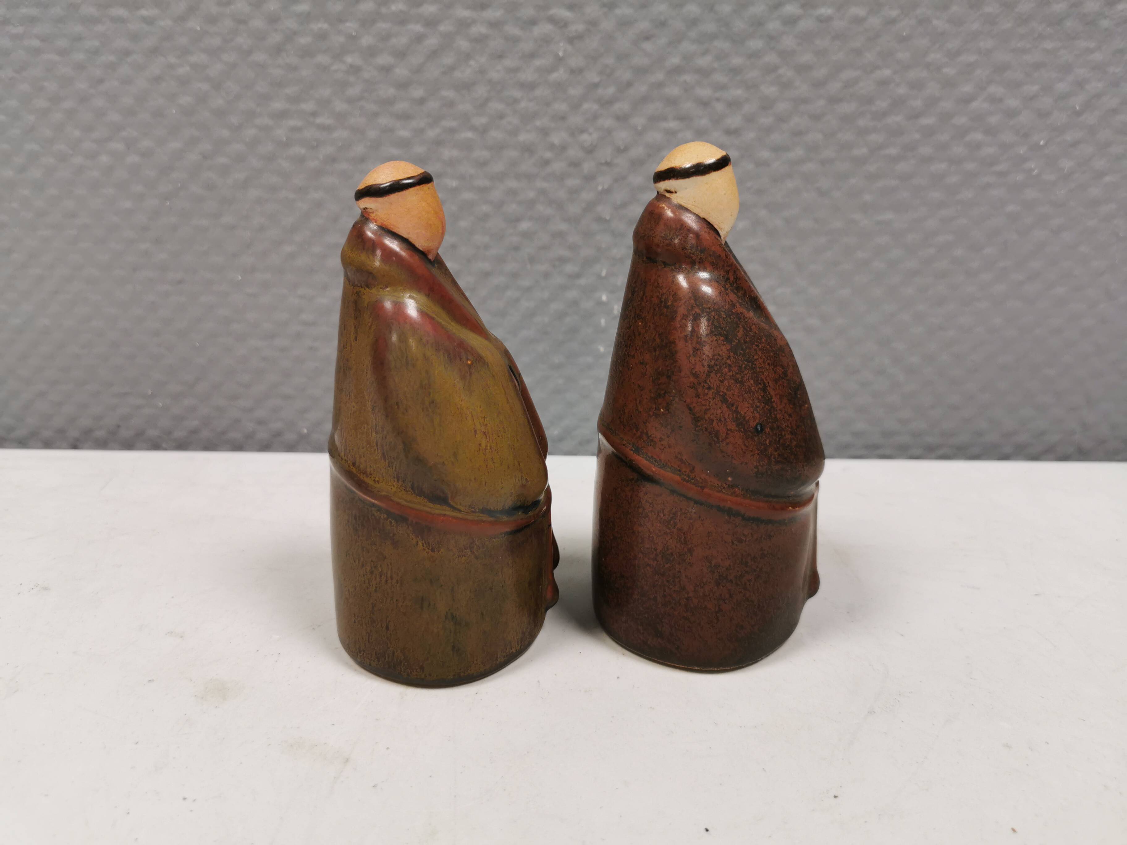 Two ceramic monks, from ENKÖPING ceramics Sweden 1970-80s