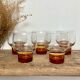 5 LUMINARC France glasses with amber feet