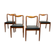 Série de 4 chaises scandinaves vintage en teck et en skaï