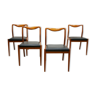 Série de 4 chaises scandinaves vintage en teck et en skaï