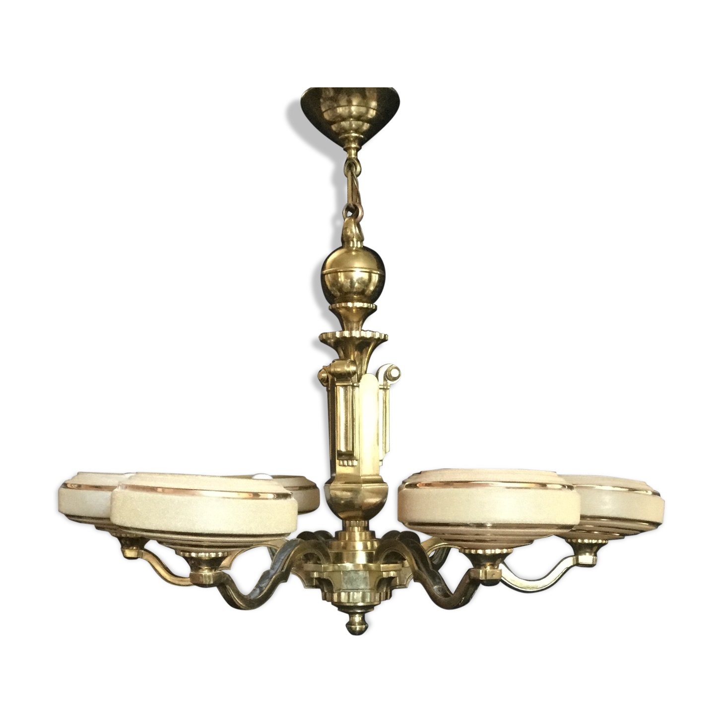 Bronze art deco lustre 6 lights