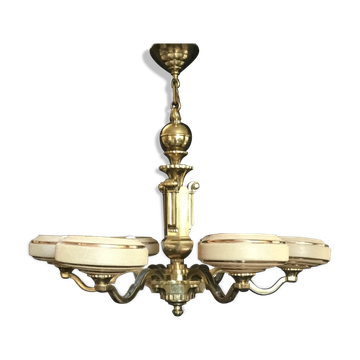 Bronze art deco lustre 6 lights