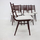 1970s Set of 6 Beech "Boomerang" dining chair ,Czechoslovakia