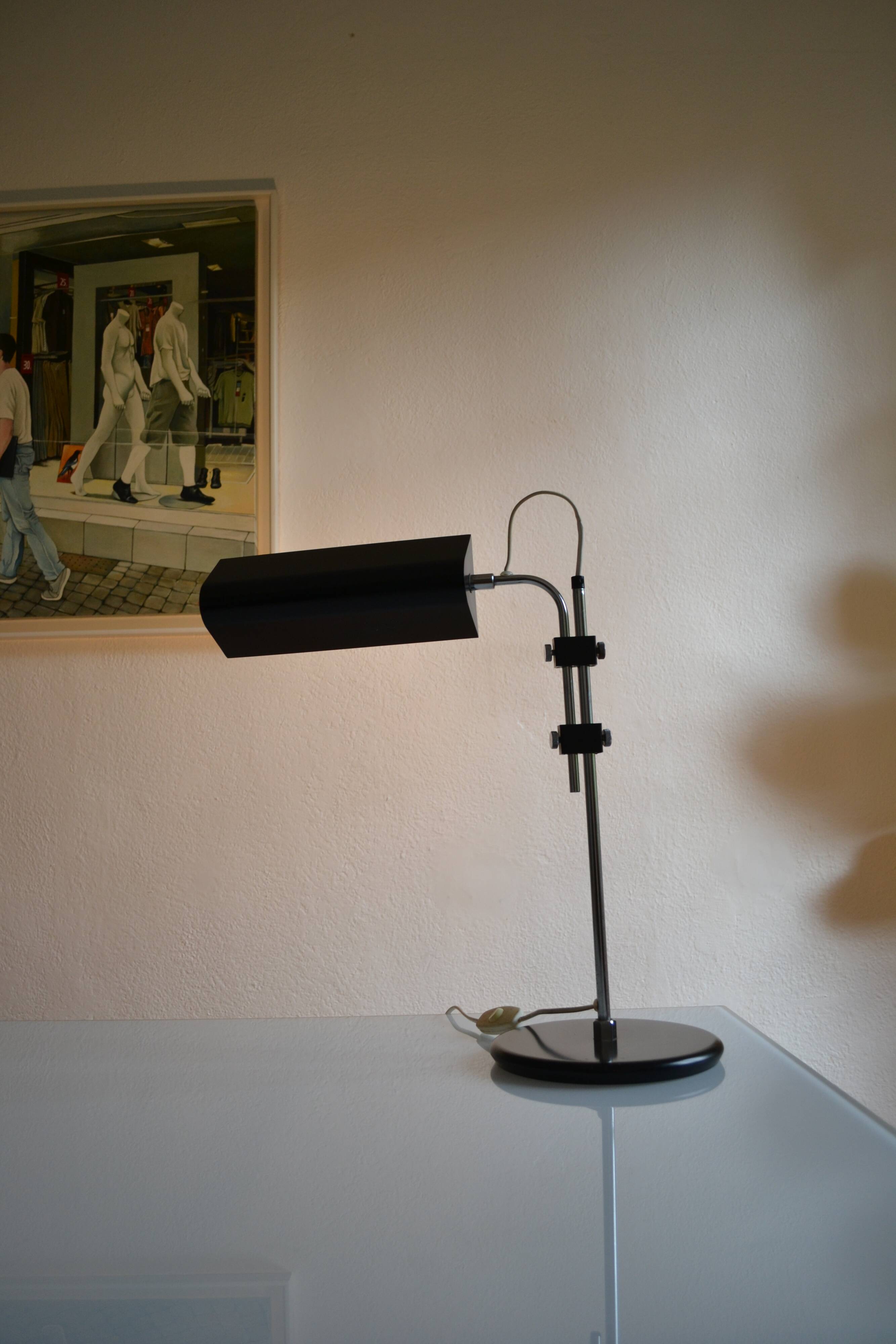Vintage black modernist table lamp 50 1950 Bauhaus