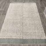 Tapis vintage en laine fait main vert cendré 4x7 nuances, 129x217Cm SK 34947