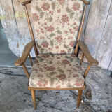 Antique BAUMANN Fan Chair Wood + Vintage Cushions #D877