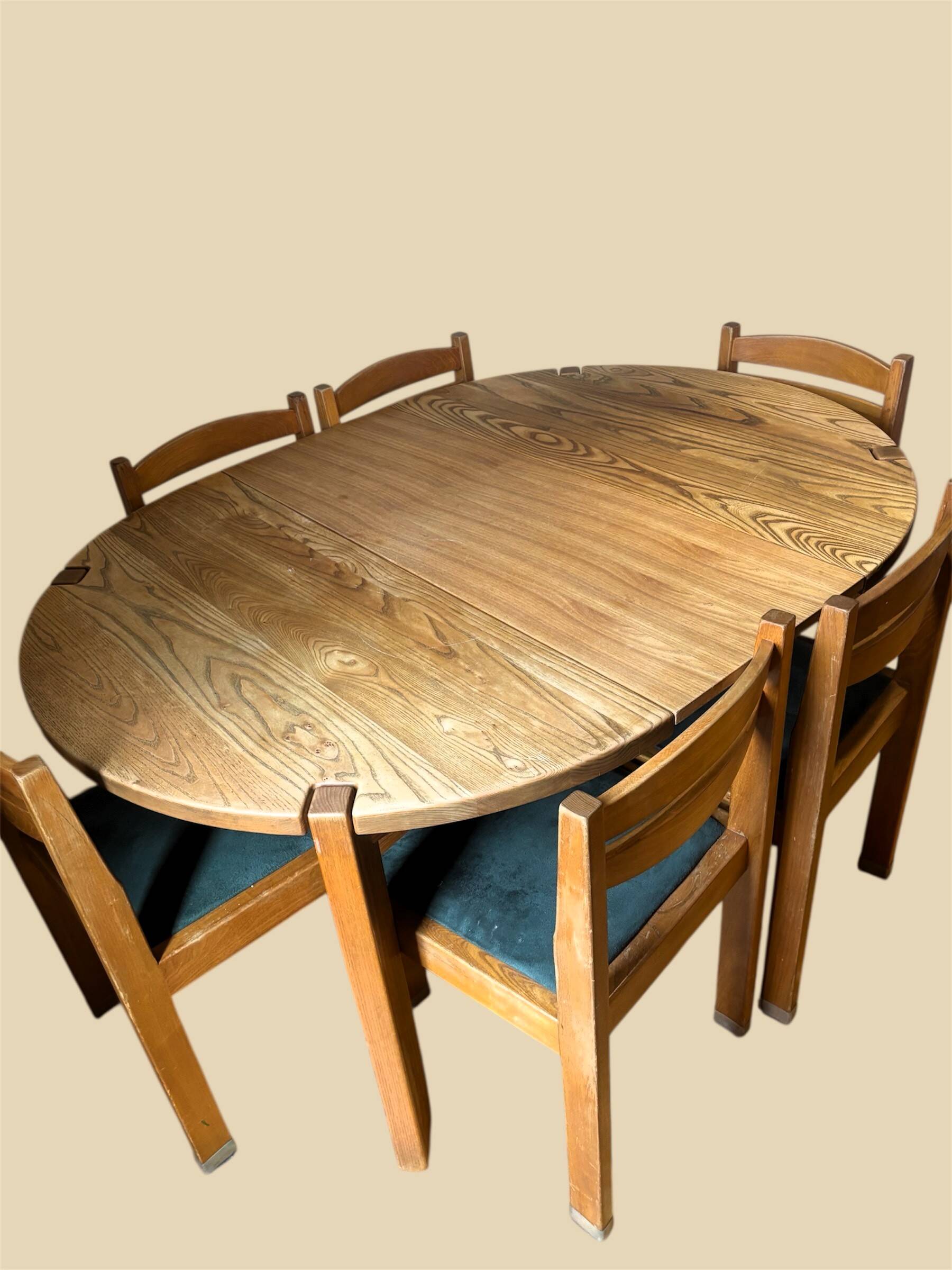 Table à manger champagne et 6 chaises normandie estampillée maison regain