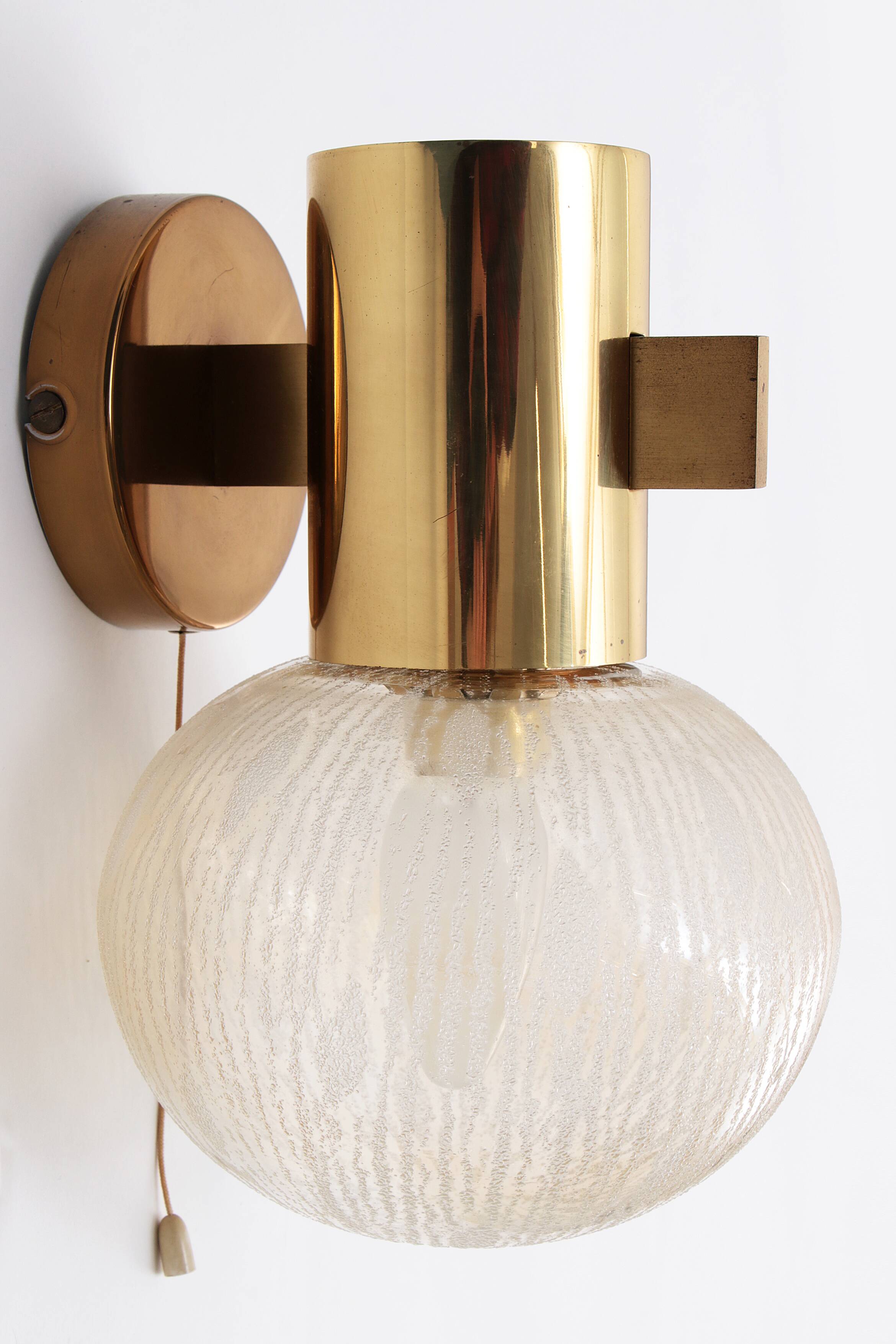 Hans-Agne Jakobsen brass wall lamp with glass Sweden 1960