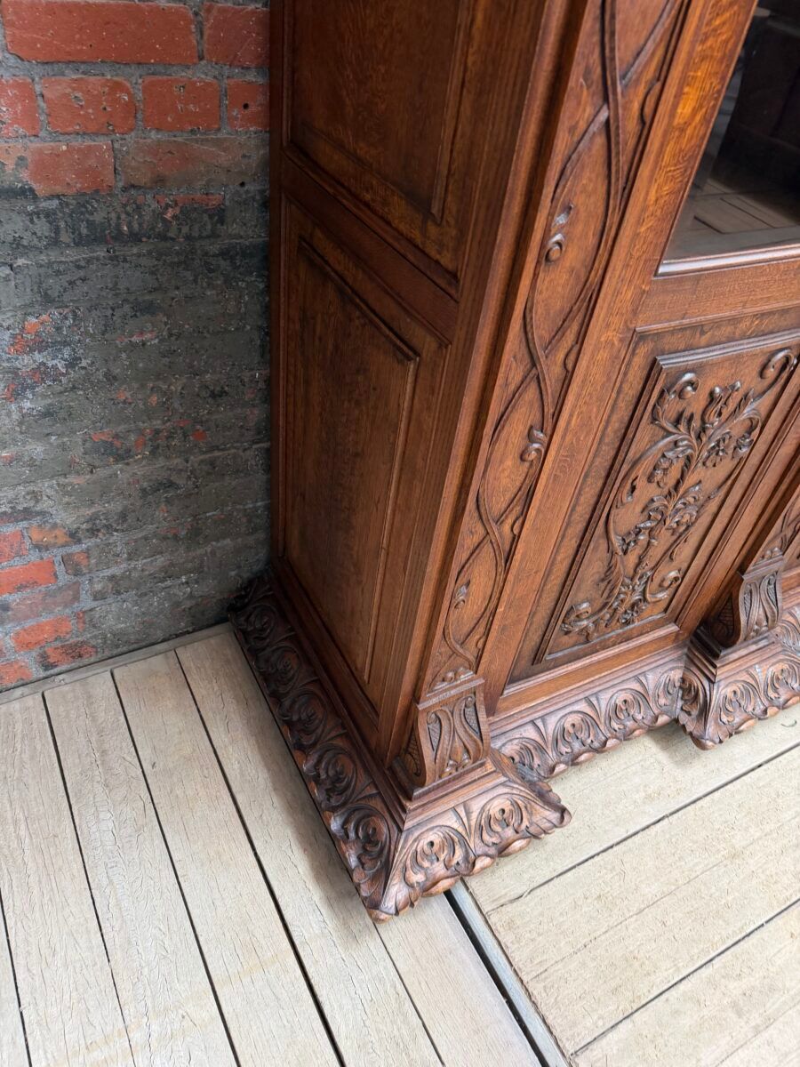 Large oak pharmacy display cabinet