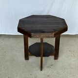 Pedestal table or small octagonal side table quadripod base with modernist spacer