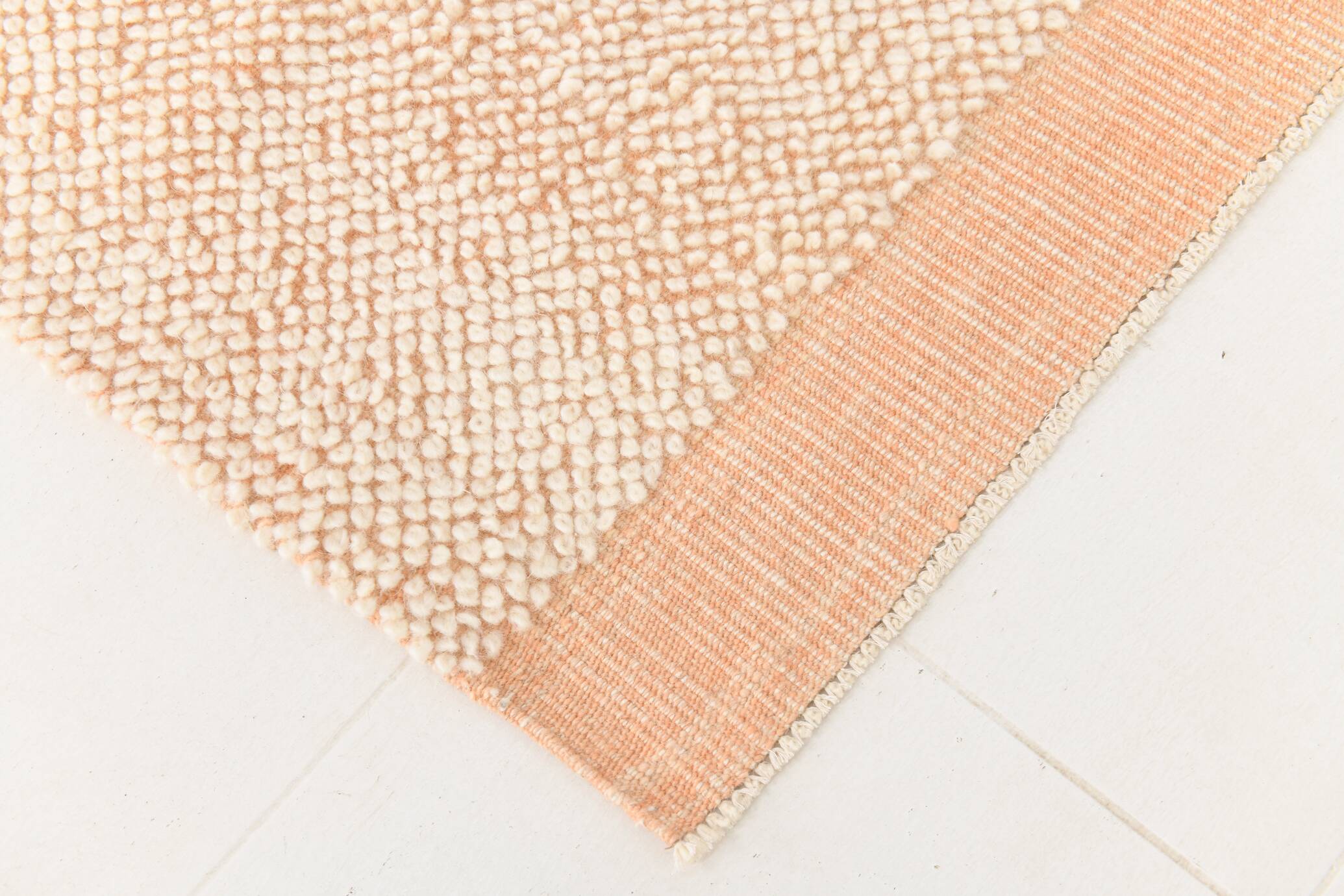 8x10 Pale Orange Beige Handmade Vintage Oushak Rug