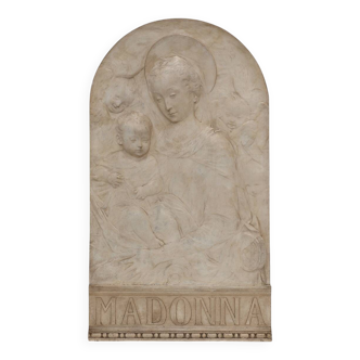 Bas relief in stucco of Madonna with child by Antonio Rossellino, Italy ca.