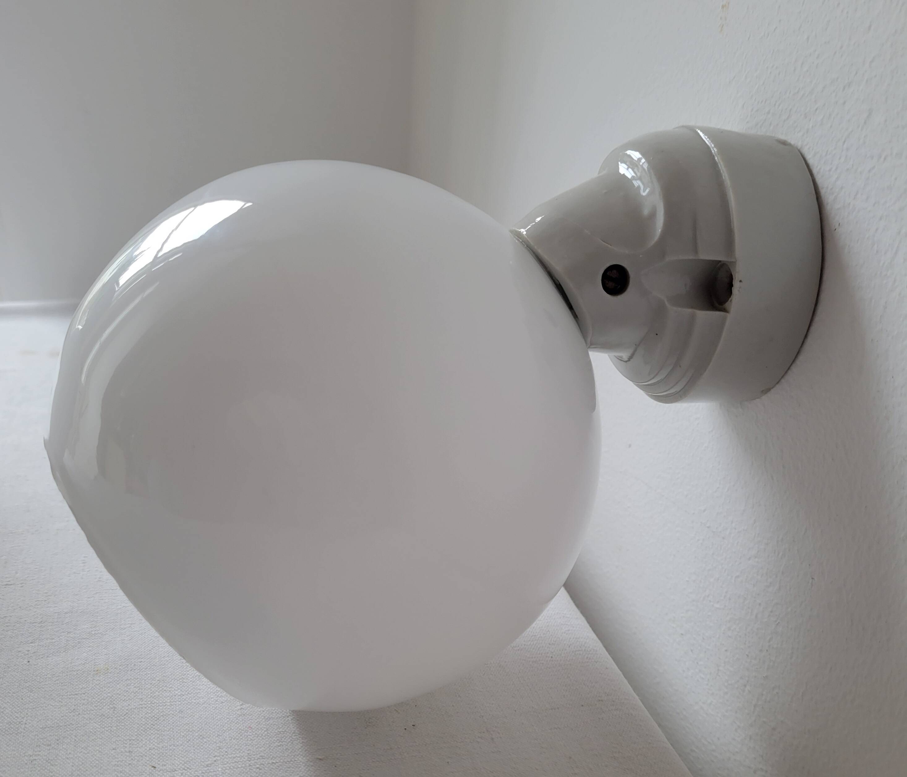 Duo of opaline and porcelain pendant lights