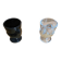 Pair of Antique Egg Cups in Black Opaline and Vintage Moulded Glass