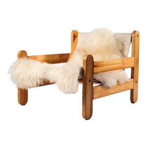 fauteuil en pin, toile - 1970