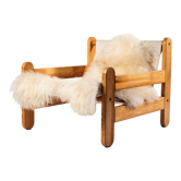 Sling chair in pine, canvas and shipskin, 1970s