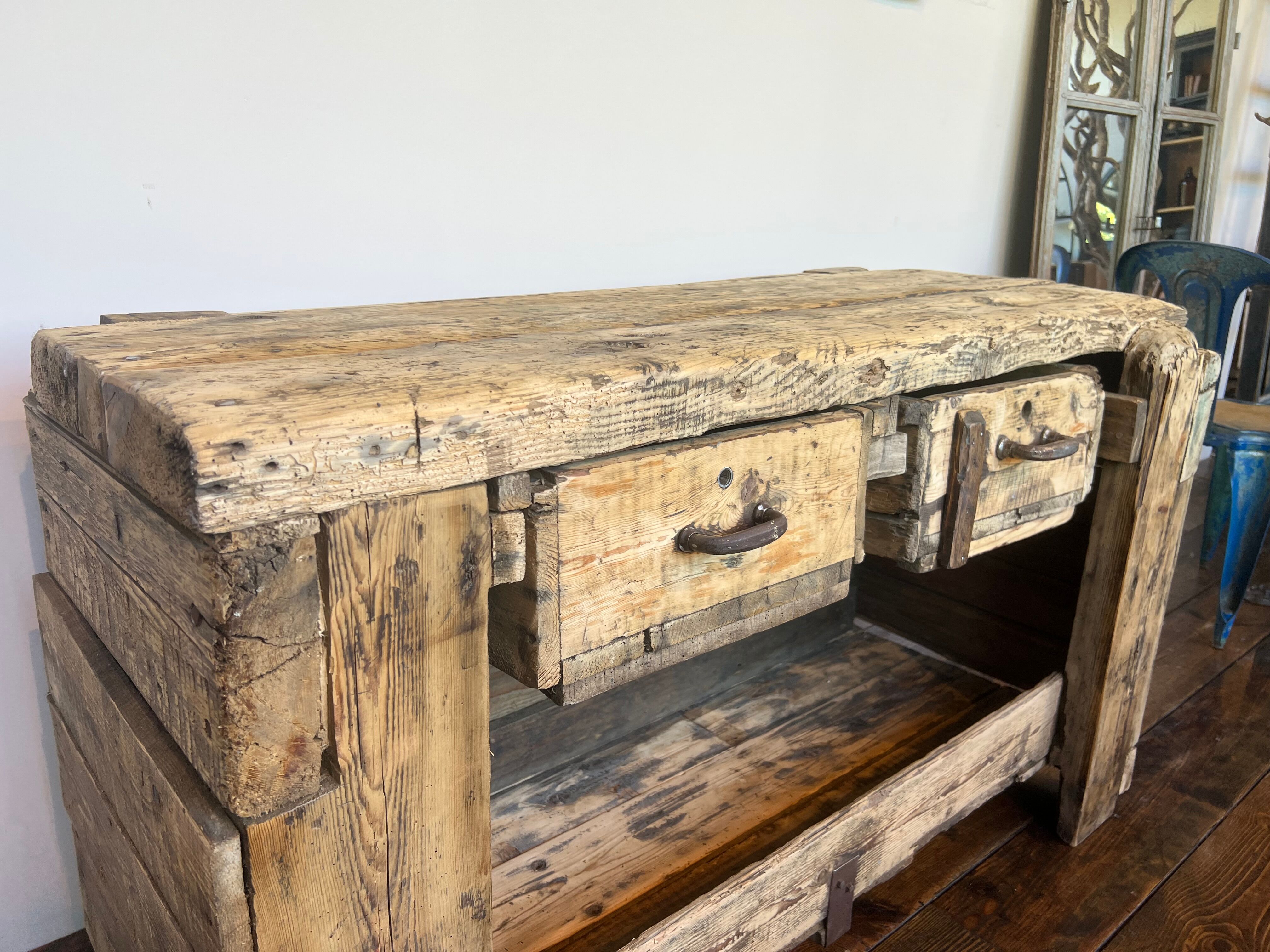 Raw wood workbench