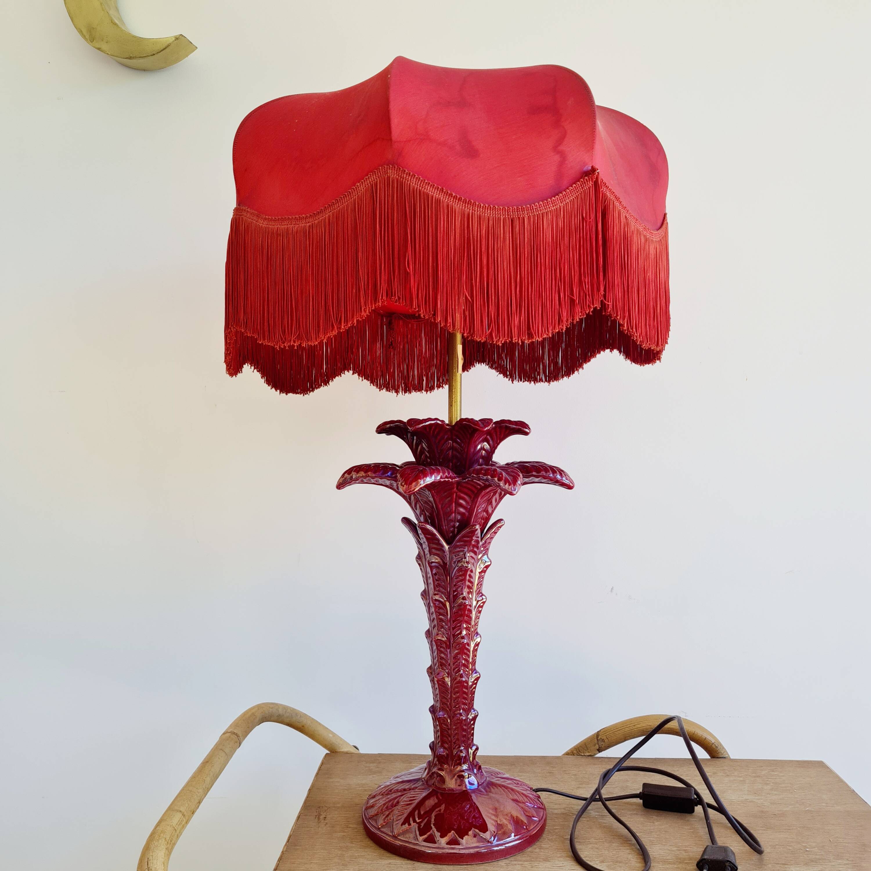 Antique red palm tree lamp, Italian design, 70s