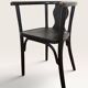 Curved black lacquered wooden armchair in Thonet style
