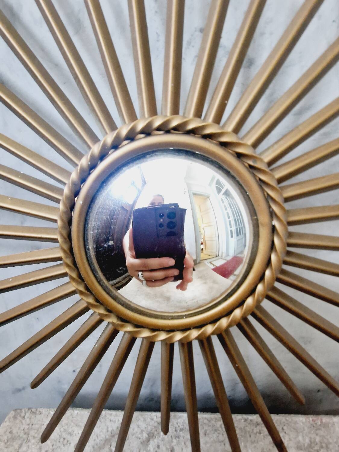 Vintage small and rare sun mirror chaty vallauris