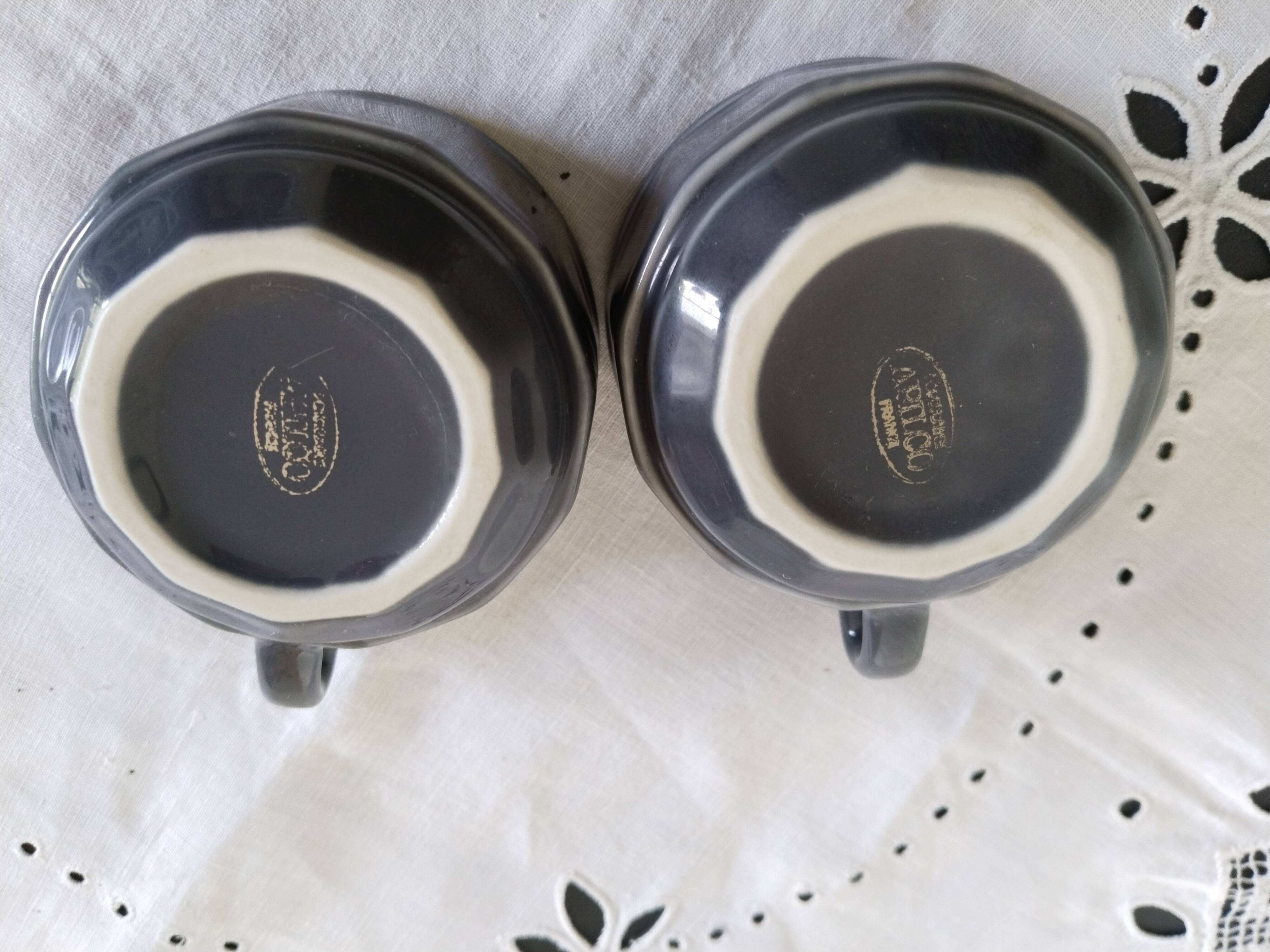 Apilco bistro coffee cups, gray and silver