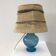 Lampe à poser Art déco en verre de Clichy bleu