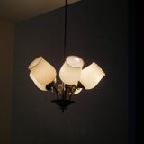 Brass and Glass Mid-Century Chandelier by Itsu, Finland, 1950s