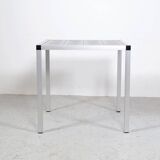 Vintage Danish design metal side table with tiles in a beautiful aqua color made in the 1970s. The f