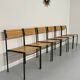 6 anciennes chaises en métal et bois design italien des années 80 vintage