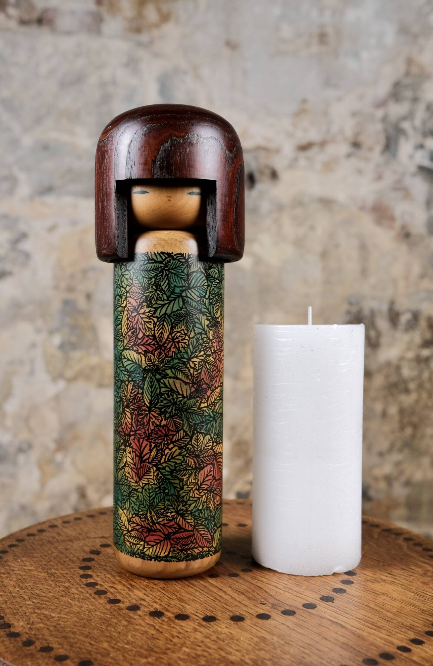 Leaf kokeshi, by Usaburo, Japan, 1970s