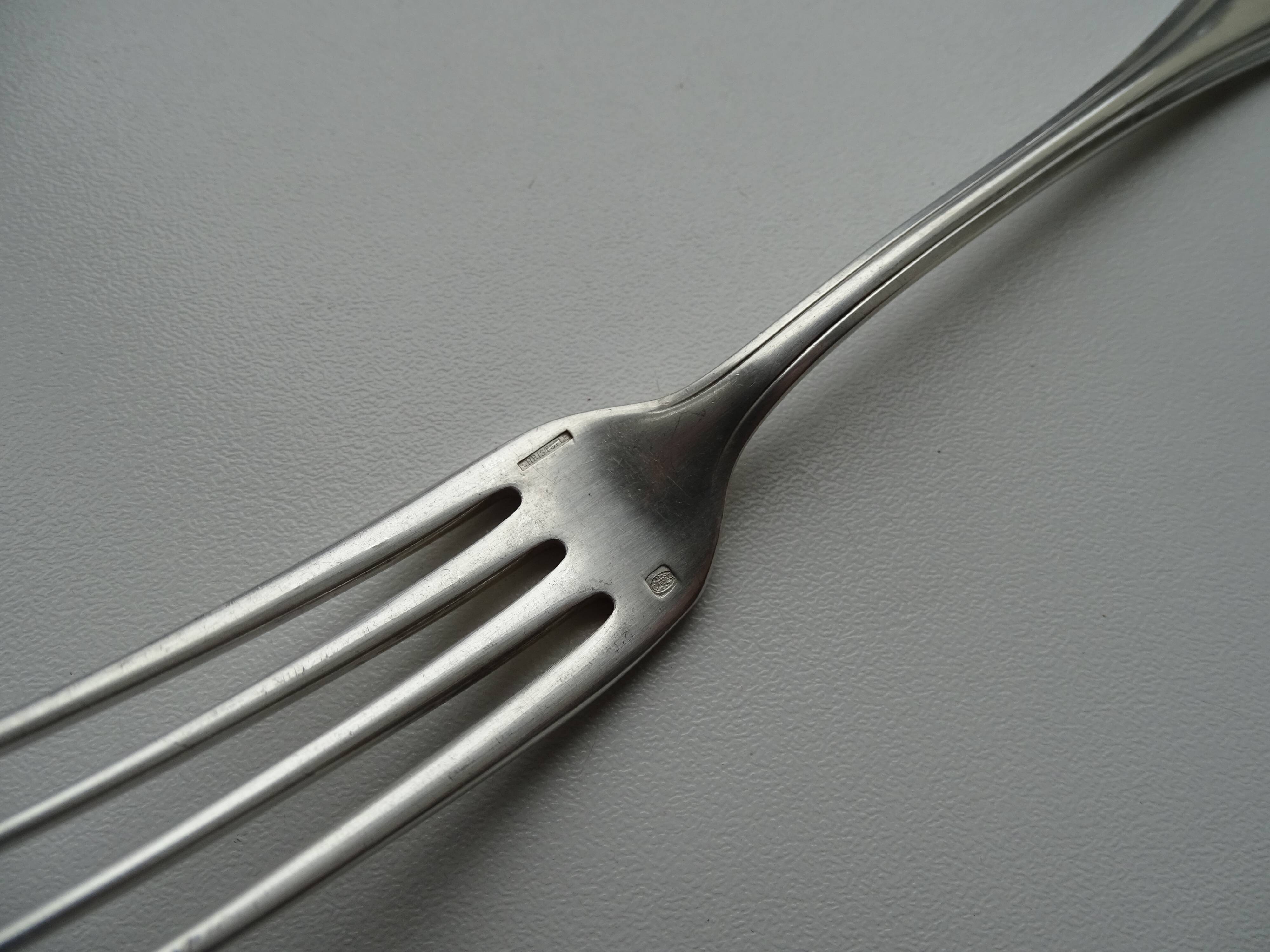 Christofle, 6 forks with silver metal desserts model Printania