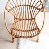 Adult size rattan shell armchair from the 60s