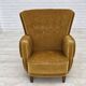 Chaise de relaxation danoise des années 1960, en velours de mobilier jaune miel original.