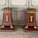 Pair of plaster bases imitating porphyry and gilded bronze circa 1980.