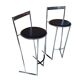 Paire de tabourets vintage des années 70 - Design minimaliste en chrome et cuir